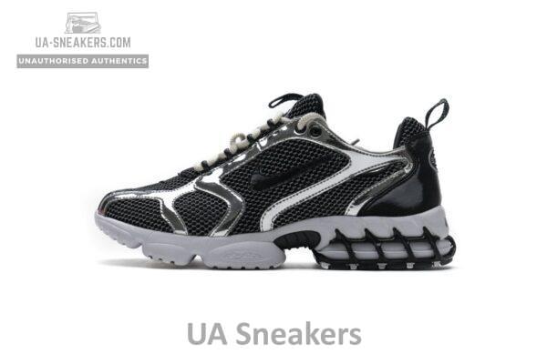 CU1854-001 Stussy x Nike Air Zoom Spiridon Cage 2 Black Silver - Image 6