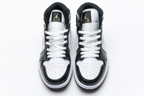 852542-007 Air Jordan 1 Mid Gold Patent Leather - Image 4