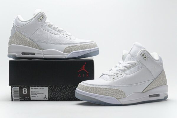 136064-111 Air Jordan 3 Retro Pure White - Image 2