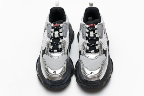 541624 W09E1 7320 Balenciaga Triple S Black Silver2 - Image 4