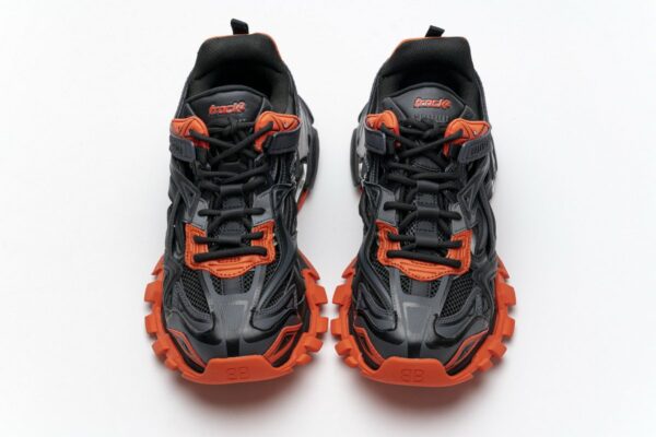570391 W2GN1 2002 Blenciaga Track 2 Sneaker Dark Grey Orange - Image 4