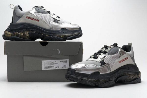 541624 W09E1 7320 Balenciaga Triple S Black Silver2 - Image 2