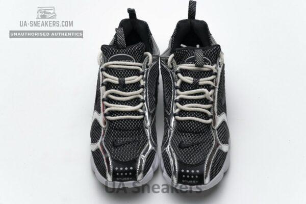 CU1854-001 Stussy x Nike Air Zoom Spiridon Cage 2 Black Silver - Image 7