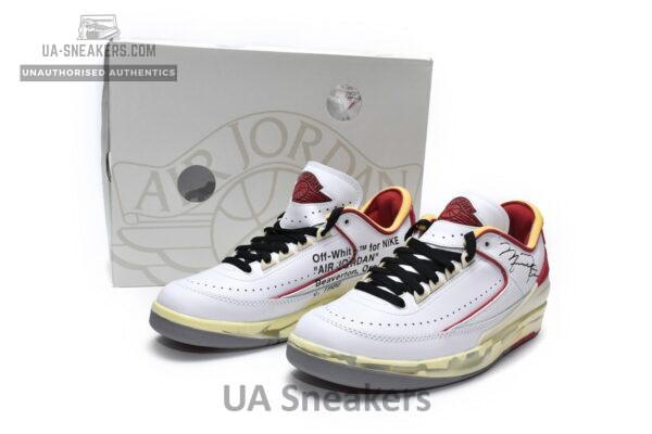 DJ4375-106 Off White x Air Jordan 2 Retro Low SP White and Varsity Red - Image 2