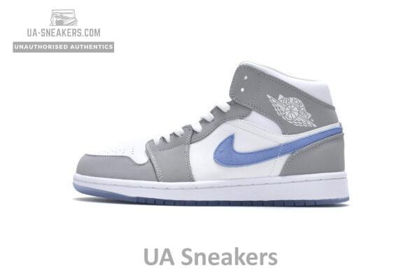 BQ6472-105 Air Jordan 1 Mid Wolf Grey Aluminum