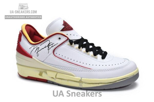 DJ4375-106 Off White x Air Jordan 2 Retro Low SP White and Varsity Red - Image 4