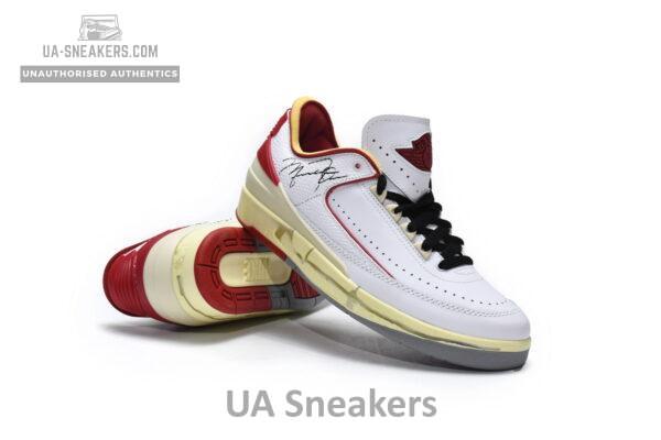 DJ4375-106 Off White x Air Jordan 2 Retro Low SP White and Varsity Red - Image 3
