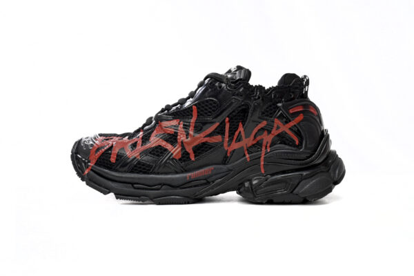Balenciaga MEN'S RUNNER GRAFFITI SNEAKER IN BLACK