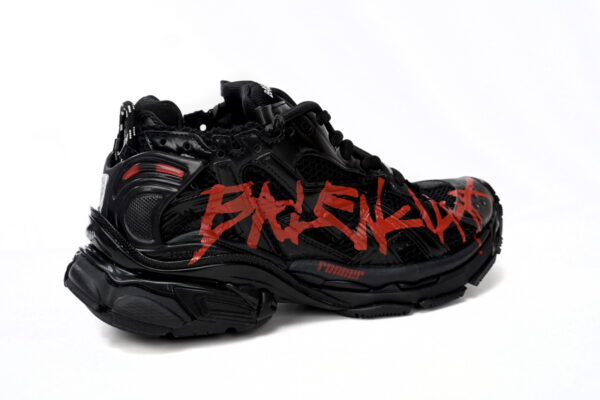 Balenciaga MEN'S RUNNER GRAFFITI SNEAKER IN BLACK - Image 3